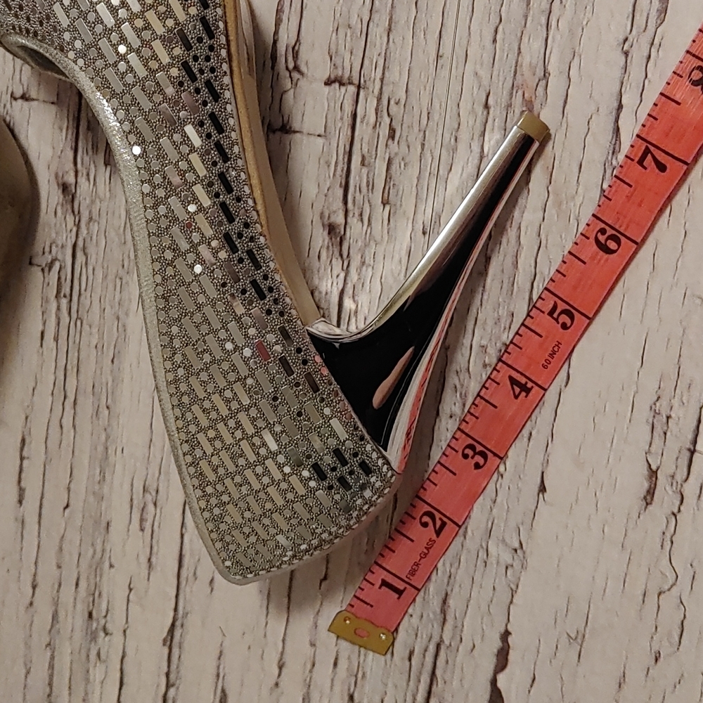 Nobleez silver pattern wedding high heel needle shoes size 8 - Picture 13 of 16